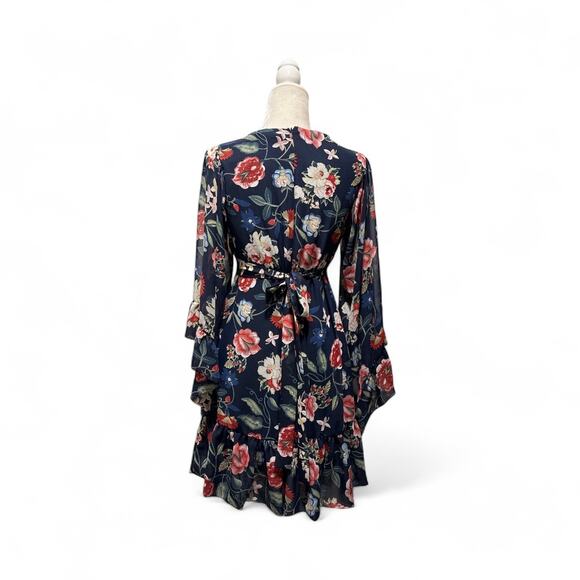 Betsy Johnson Women's Bell Sleeve Navy Floral Mini dress - Picture 6 of 8